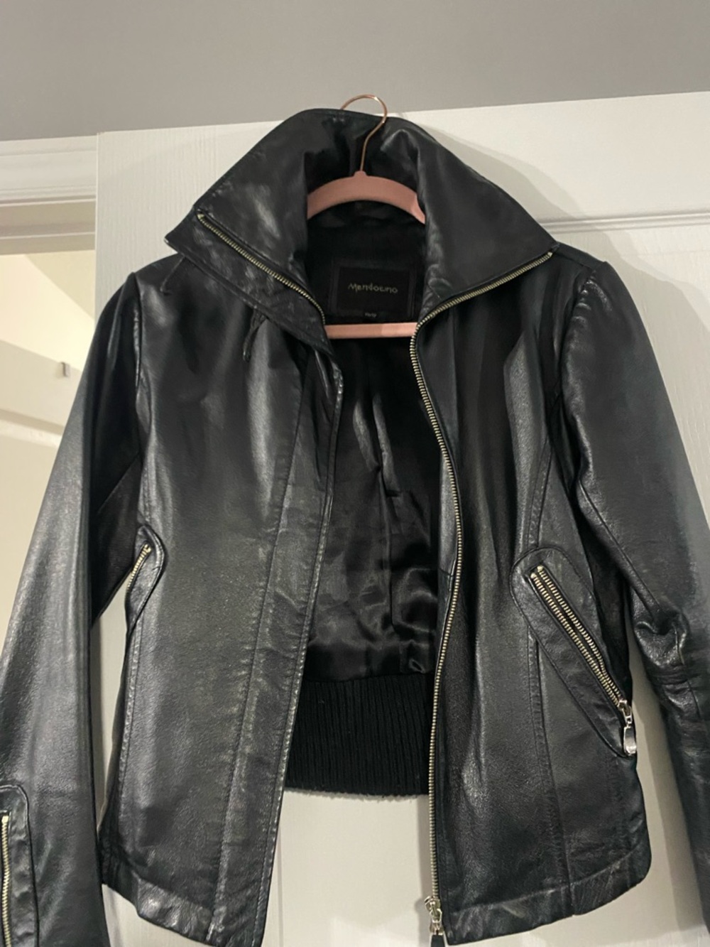 Moto-Style Black Leather Mendocino Jacket